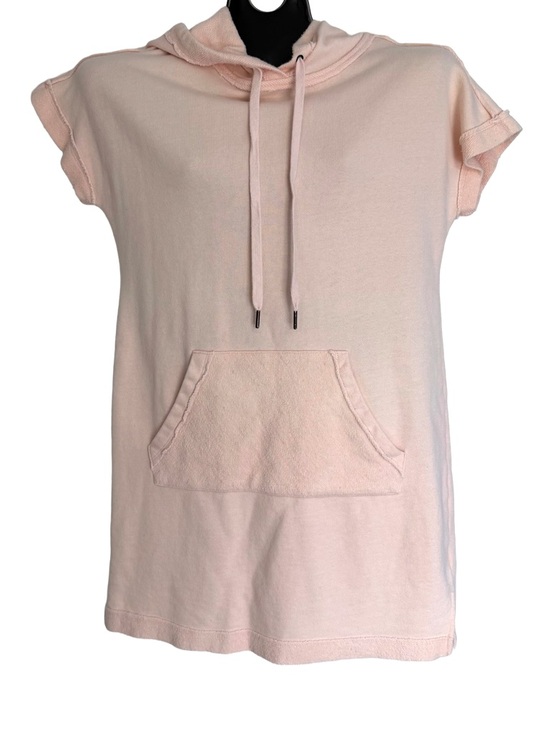 Nicole Miller Tops - Nicole Miller Blush Pink Short Sleeve Hooded Pullover